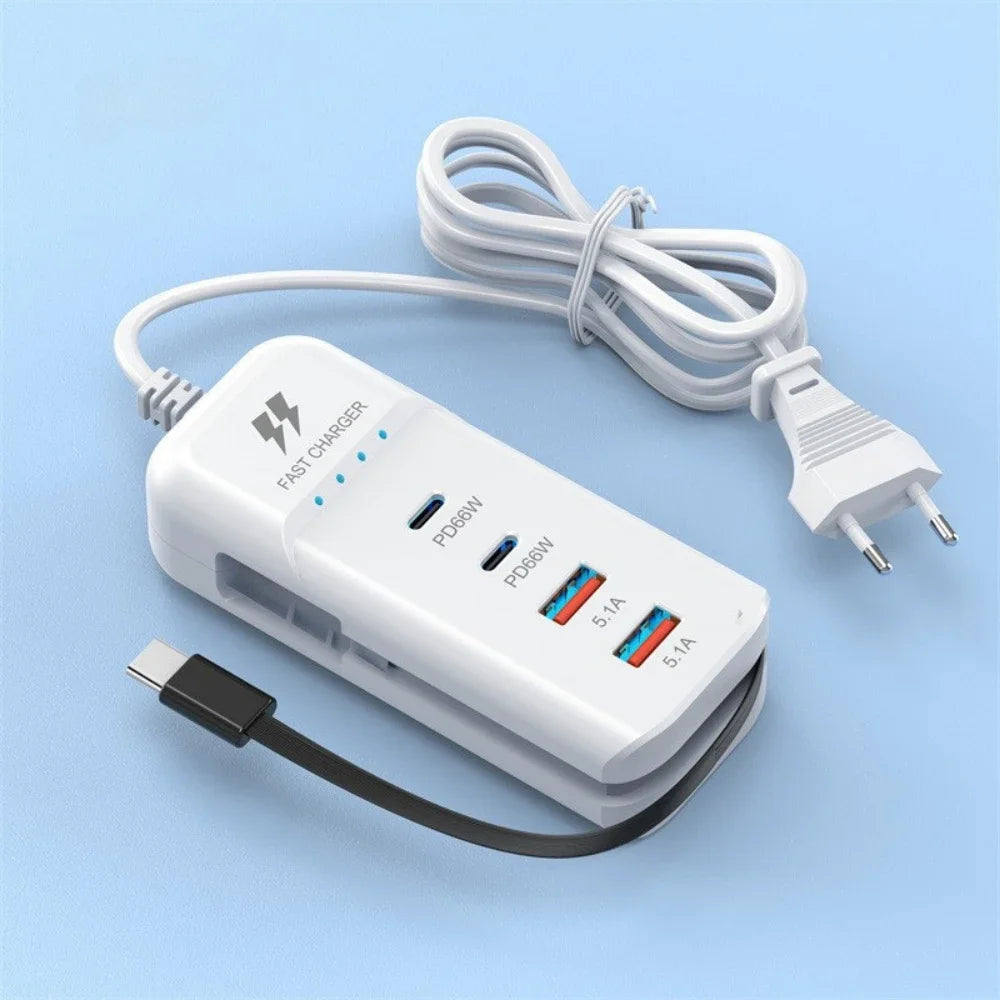 66W 4 Port PD USB Fast Charging Wall Chargers Socket Outlet 