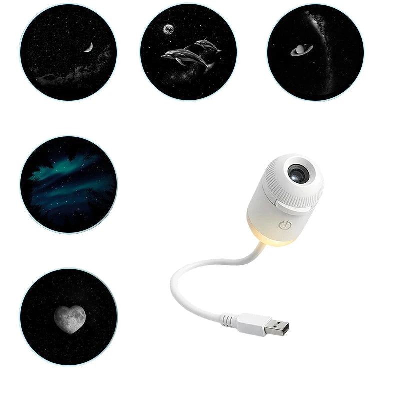 2 In 1 Usb Mini Galaxy Star Projector Night Light 12 Films Starry Sky Ambient Light For Car Home Decoration For Adults And Kids