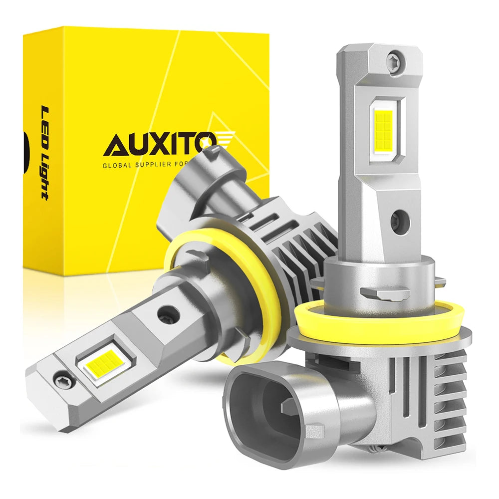 AUXITO 2Pcs Fanless H11 H8 H9 9005 HB3 LED 360 Lighting Head