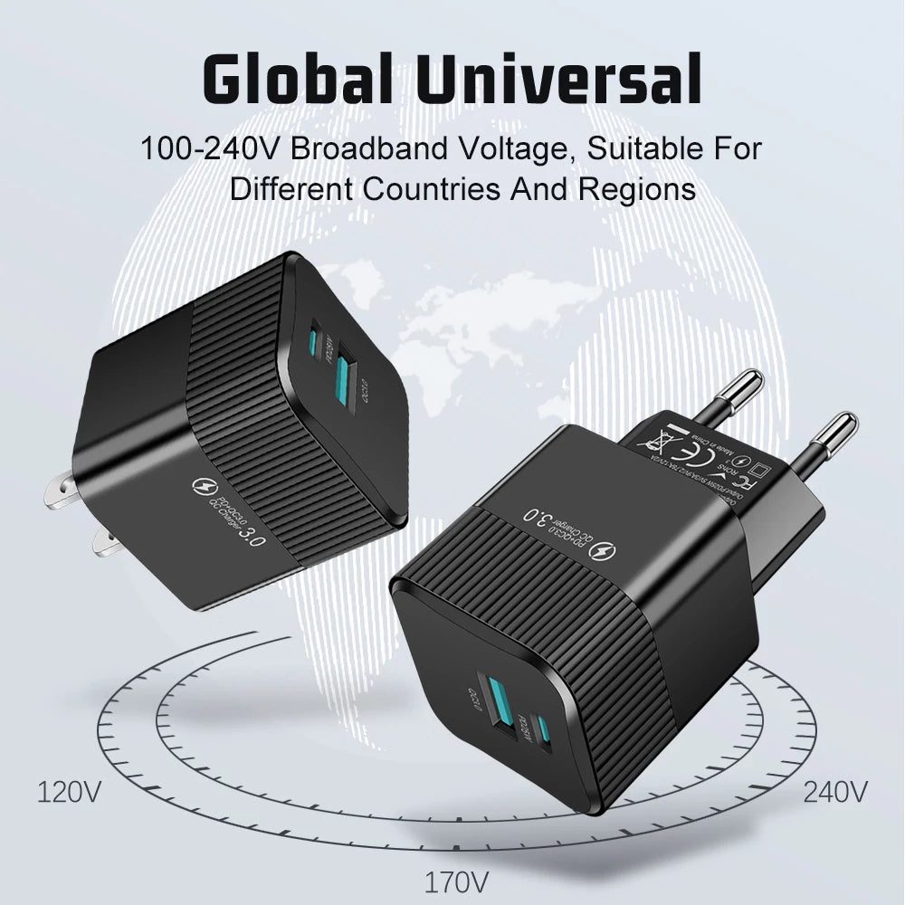 2 Ports PD 25W USB C Fast Charger KR EU Mini Travel Plug Pho