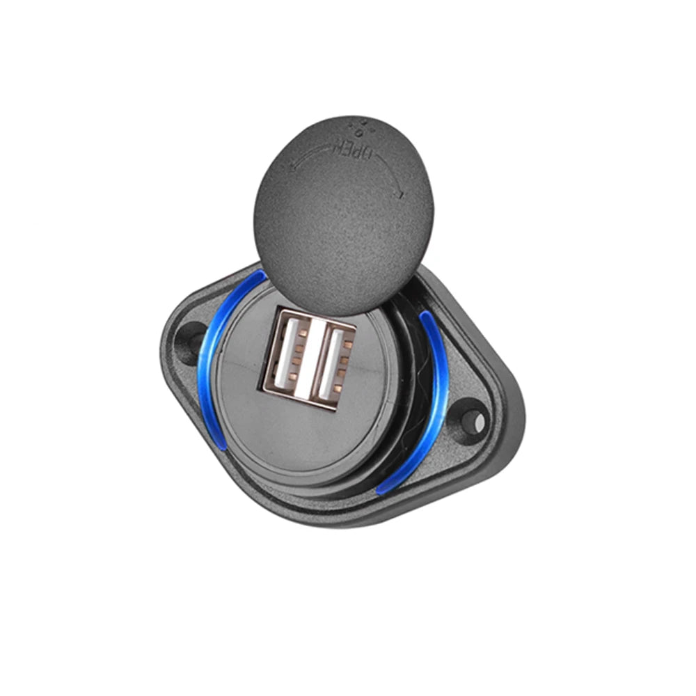 12-24V 3.1A Dual USB Charger Power Socket Adapter Charging Panel Mount for Motorbike Car Boat ATV UTV Camper Caravans