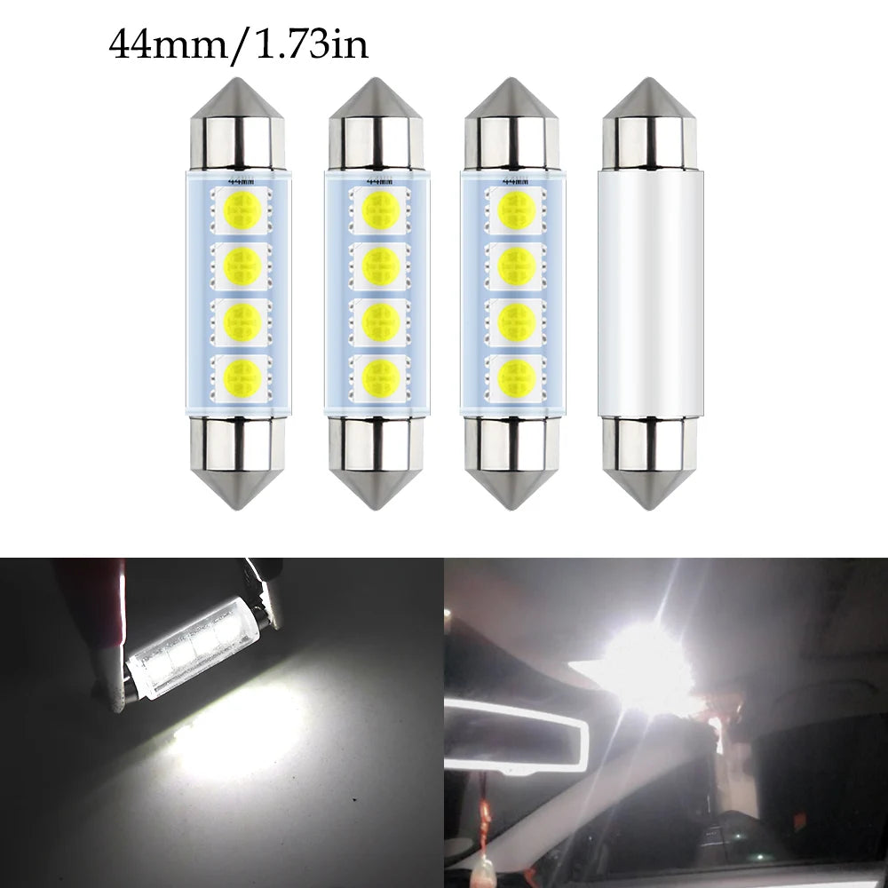 4pcs 44MM 1.76 In Car Rigid Loop Festoon Led Bulb Extremely 