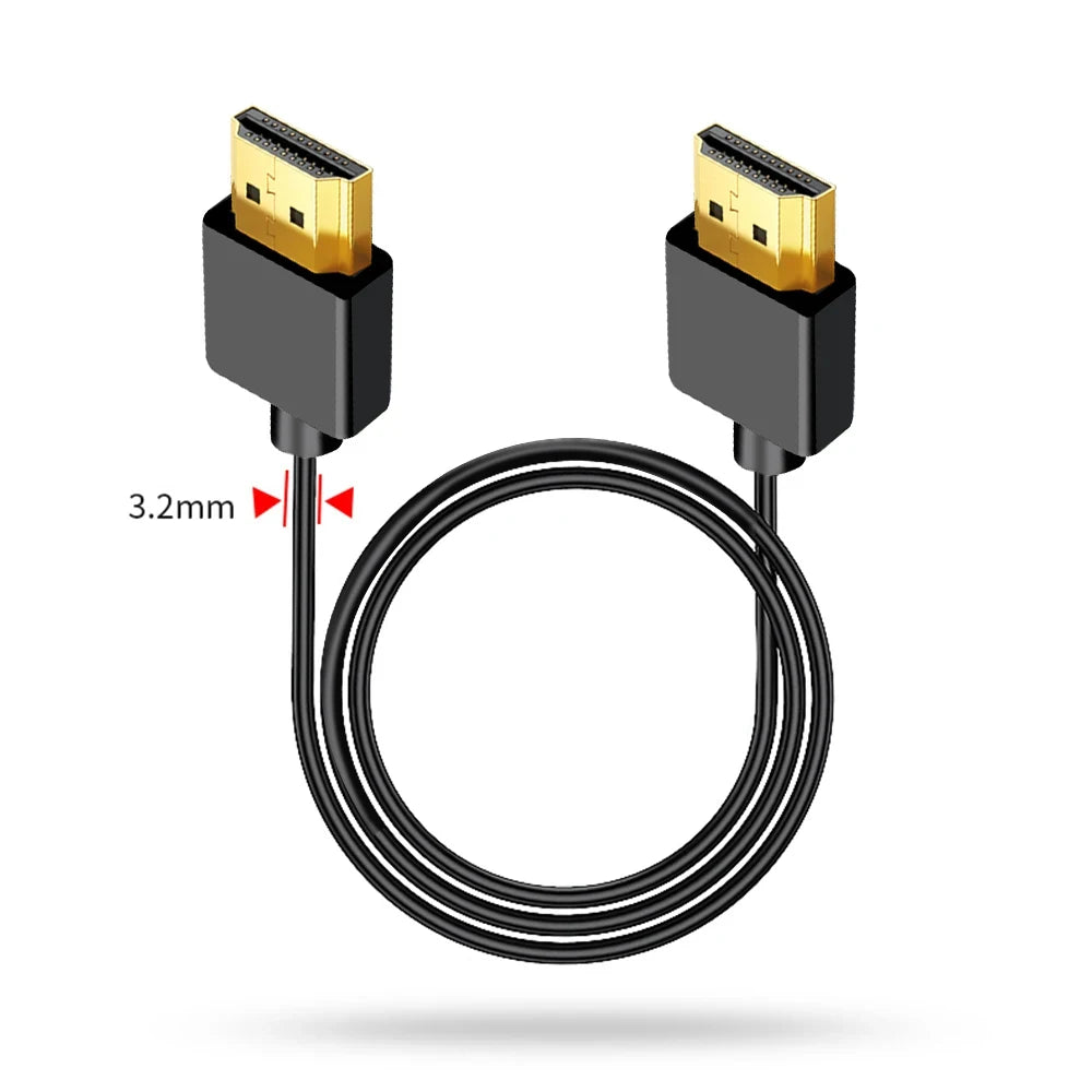 4K 60Hz 19+1 Core HD2.0 Cable Mini-HD/Micro-HD OD3.2 Ultra Thin Soft Cord for Laptop Camera Tablet Monitor HDTV