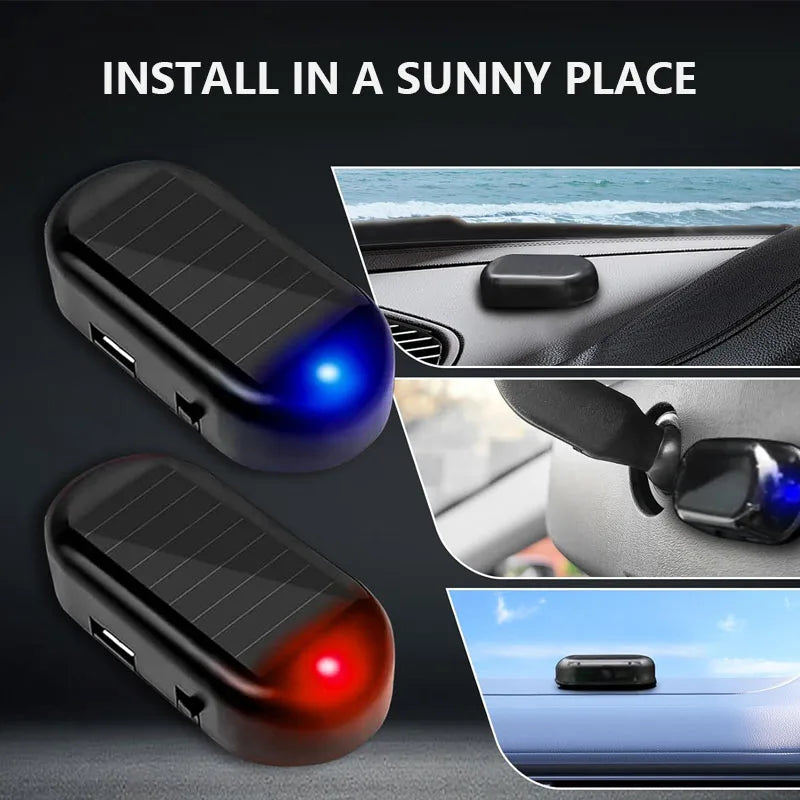 1/2Pcs Car Fake Security Light Solar Powered Simulated Dummy
