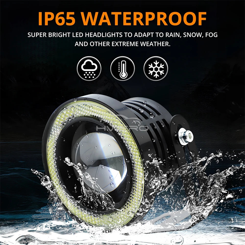 2Pcs Auto 30W Driving DRL Fog Lights COB Angel Eye 64/76/89m