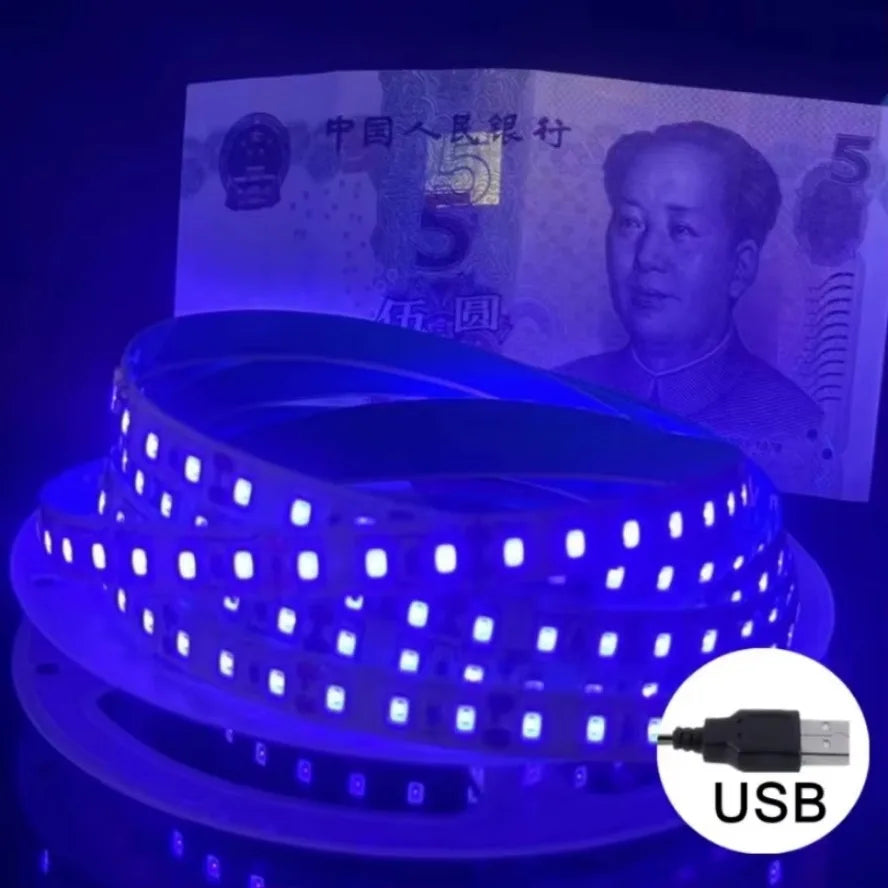 5V Flexible UV LED Strip Light 2835 SMD USB Purple Ultraviol