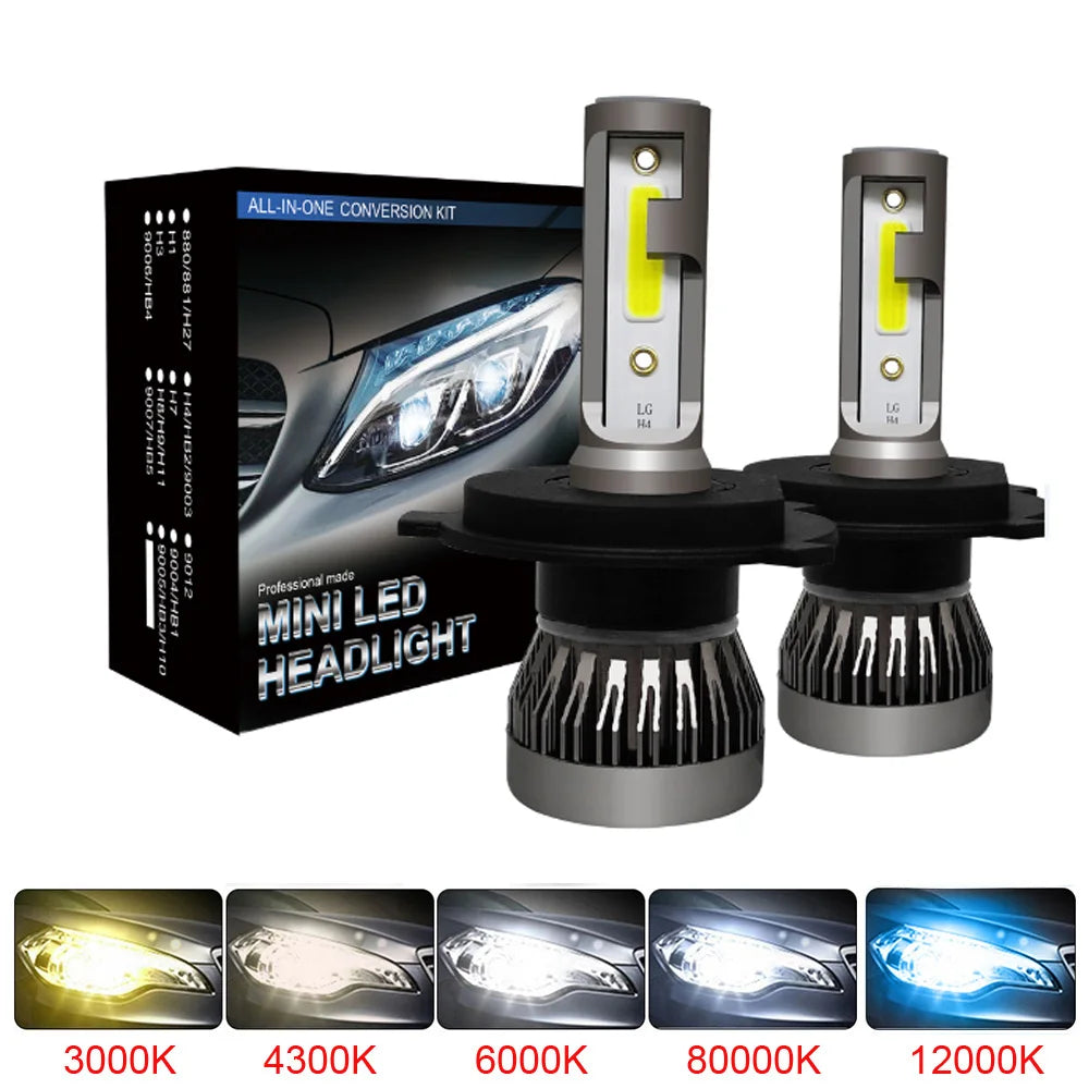 2Pcs LED H4 Car Headlight Bulbs H1 H7 H8 H9 H11 Headlamps Ki