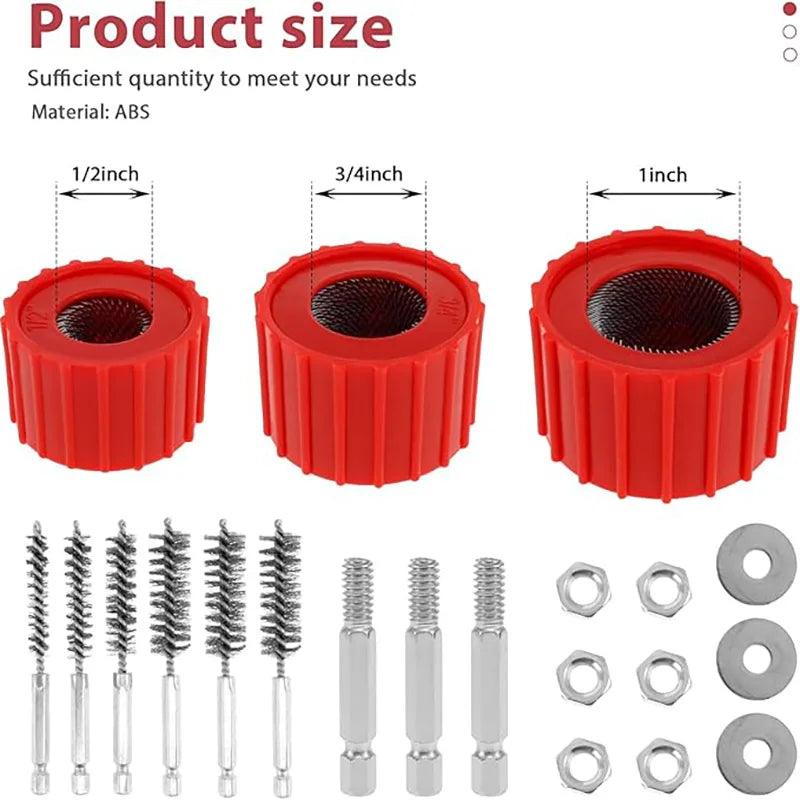 1/2 3/4 1 Copper Pipe Cleaner Tube Cleaning Brush Tool Set C