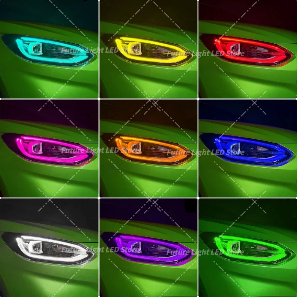 DRL LED Boards Blue Red Angel Eyes For Ford Fiesta MK8.5 ST Focus 2022-2024 Headlight Daytime Running Light