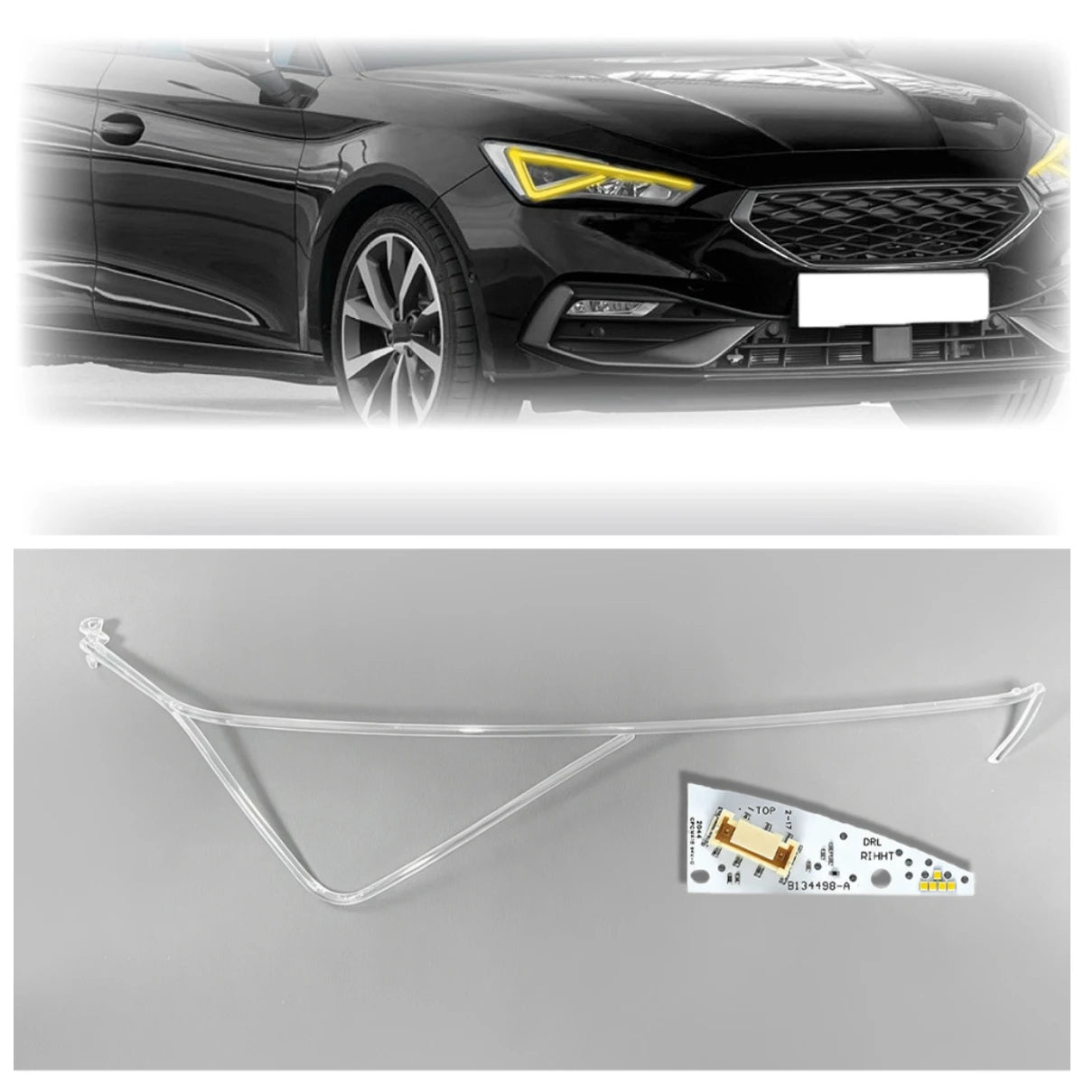 Angel Eye LED DRL Light Guide Strip Tube PCB Chip Board Daytime Running Light For SEAT Leon 2021-2023