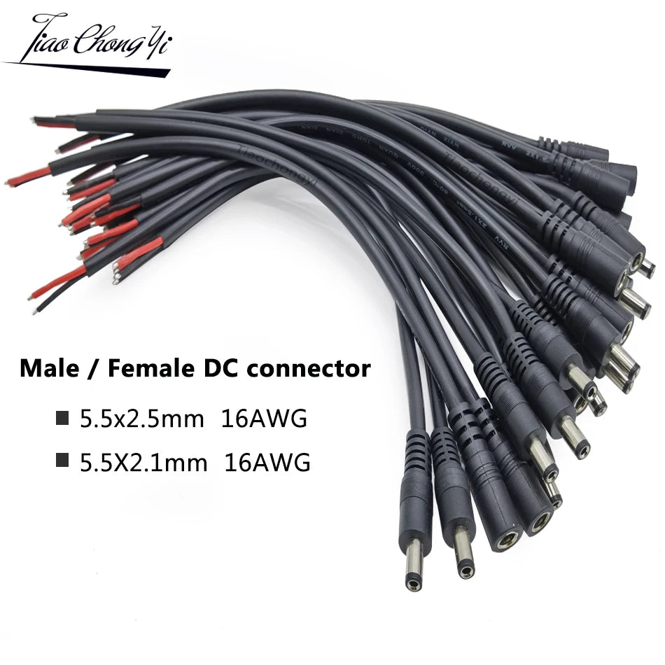 16AWG 2PIN 5.5x2.1mm / 5.5X2.5mm Power Plug DC Male Female C