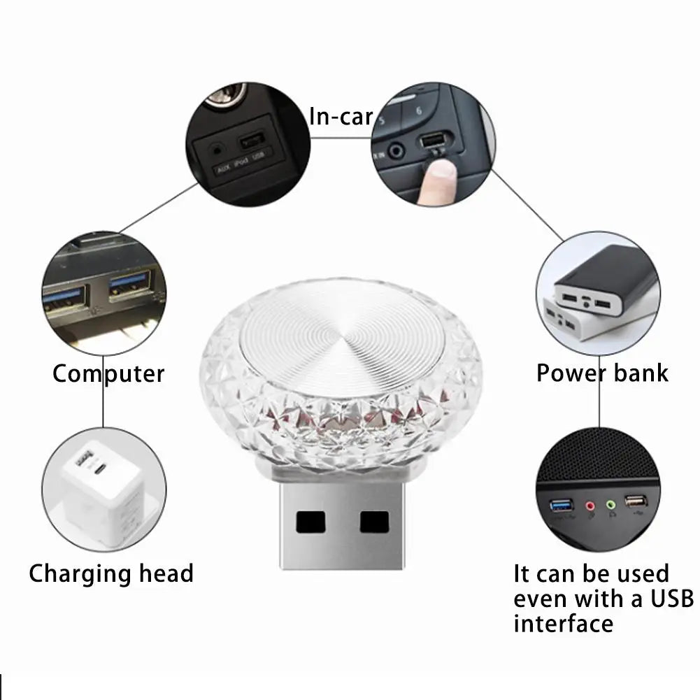 Portable Car USB Ambient Light Mini LED Decorative Atmospher