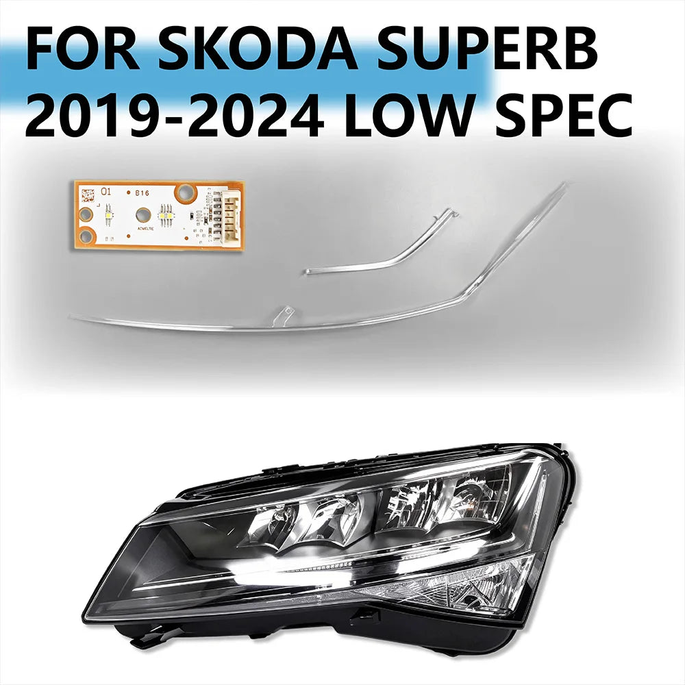 DRL Light Guide Strips Tubes PCB Chip Board Light Source Replacement For Skoda Superb 2019-2024 Low-Spec