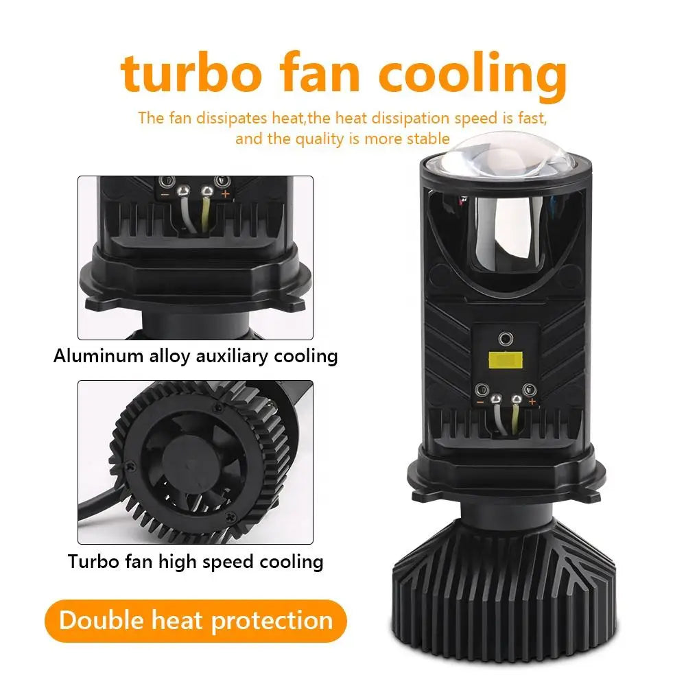 H4 LED Projector Car Headlight 30000LM 6000K Canbus Fan Cool