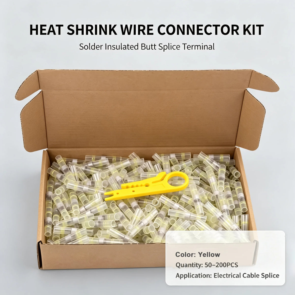 Solder Insulated Heat Shrink Butt Connector Waterproof Electrical Wire Terminals Box Kit 4 Color to Choose with Mini Wire Cutter