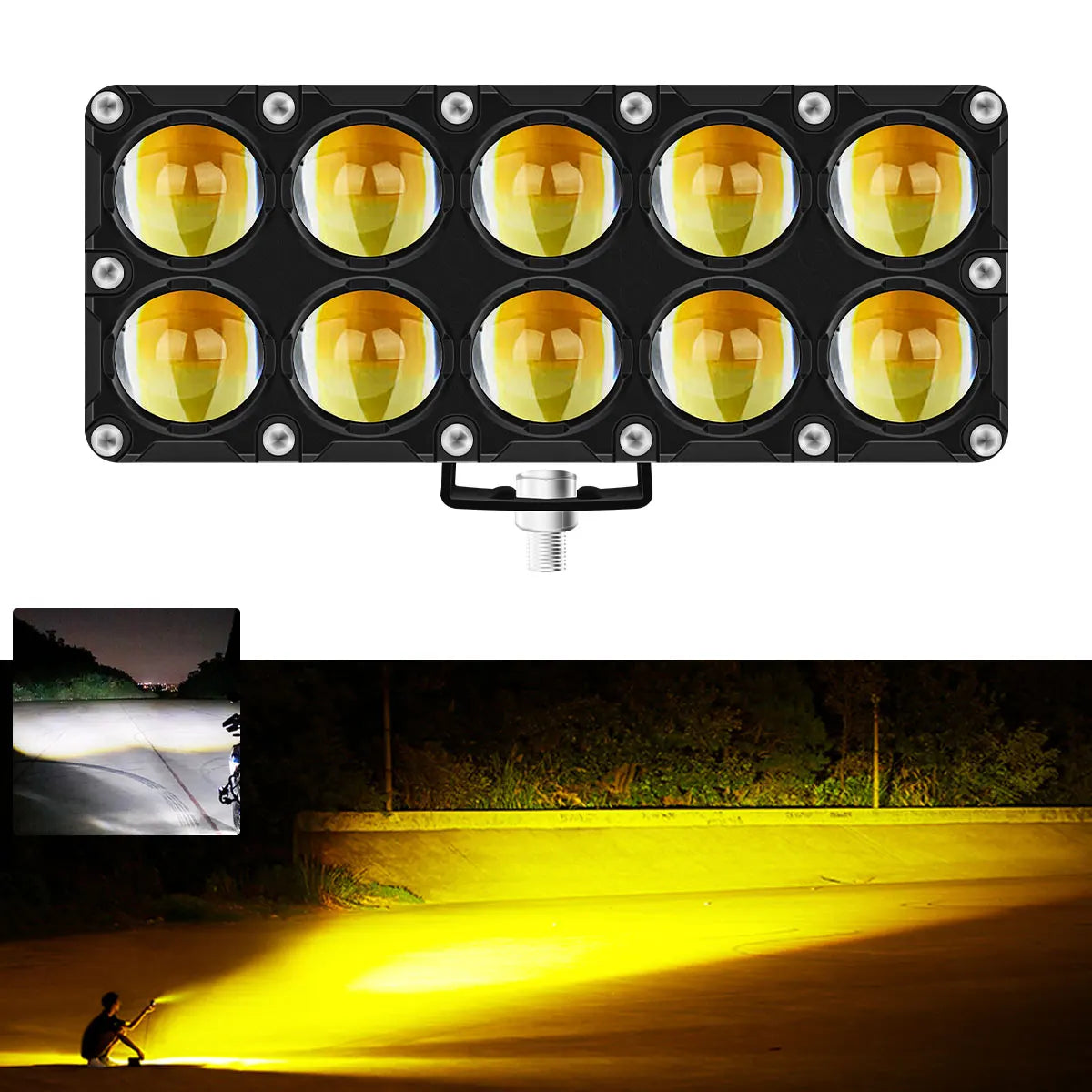 6/8/10 Lens Auxiliary Motorcycle Spotlight Working Fog Lights Bulb Projector Headlight Additional Electric Driving Spot Lamp 12V