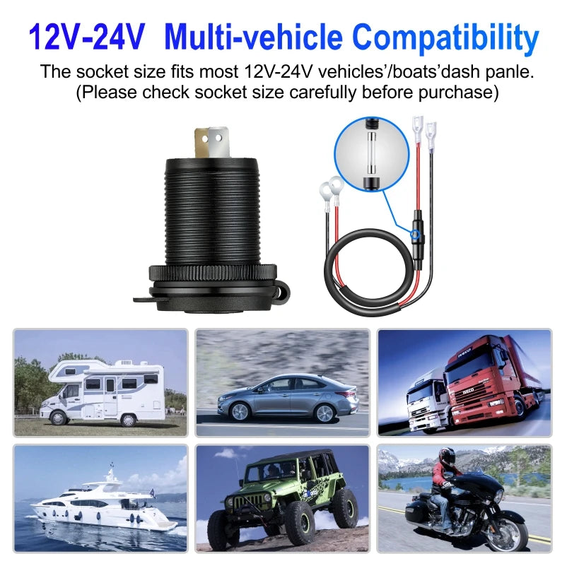 12V/24V usb socket quick charge 3 0 USB Outlet USB C Car Cha