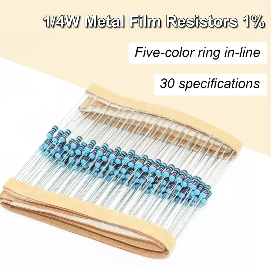 600 Pcs Metal Film Resistor Kit Assorted Kit 30 Values Metal