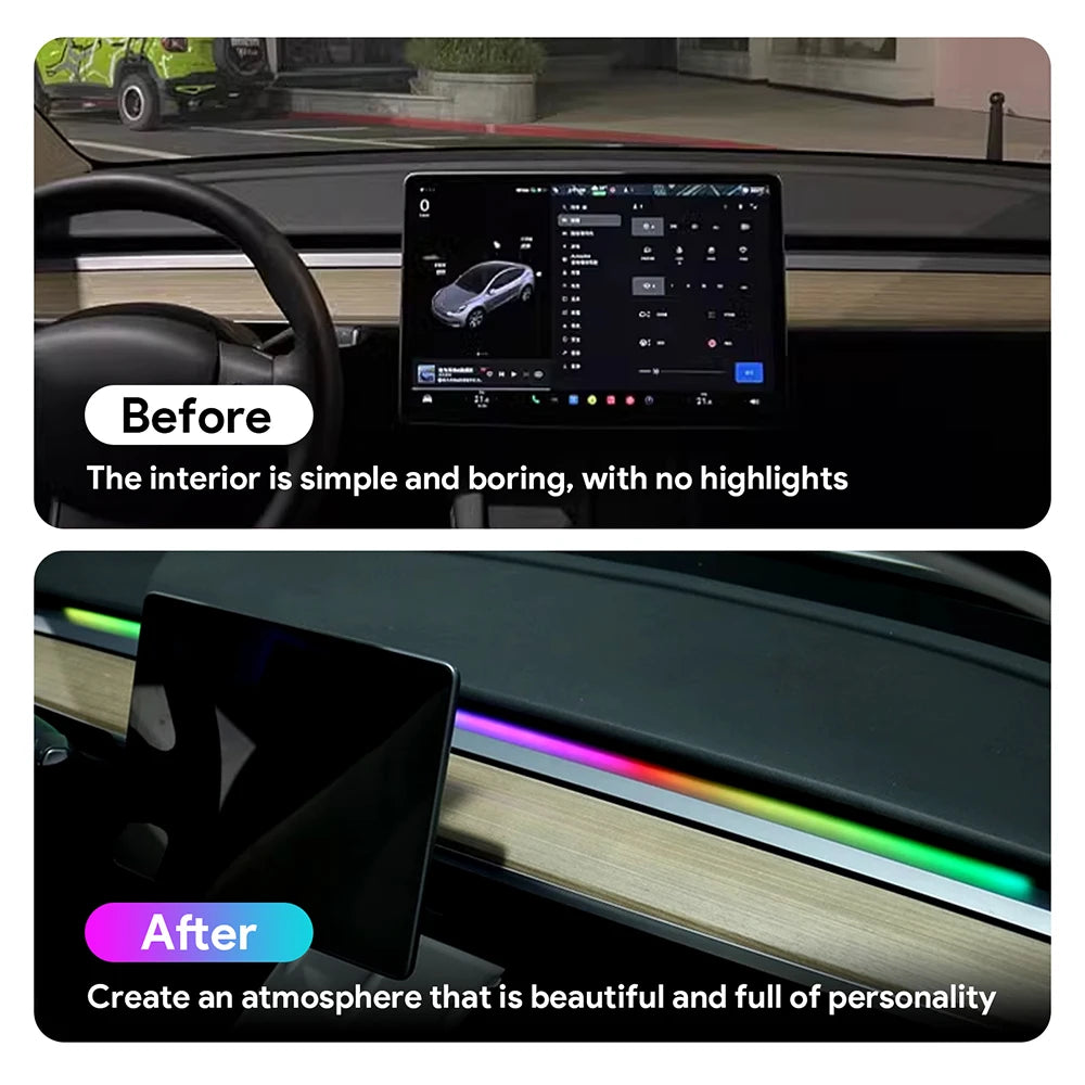 Car Universal LED Ambient Strip Light For Tesla Model 3 Y S 