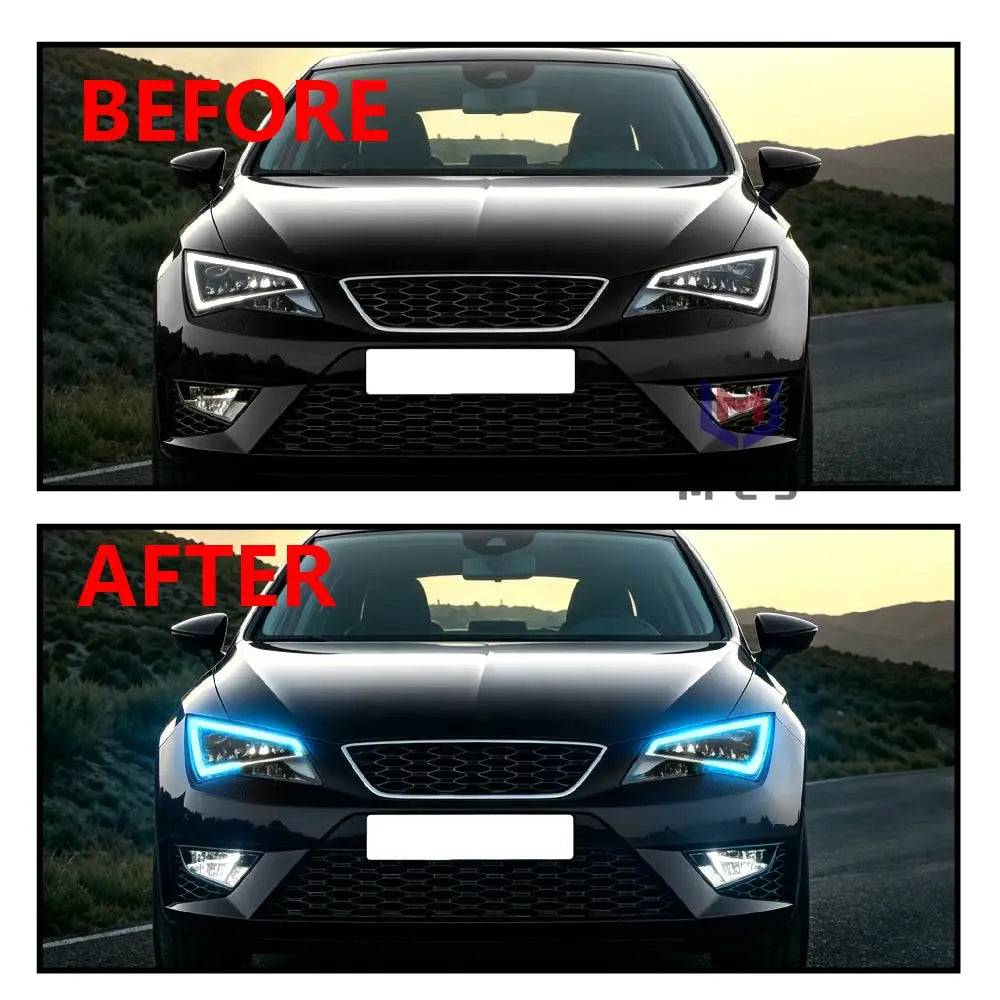 Angel Eyes DRL LED Chip Board Headlight Modified Parts OE 5F0941475 5F0941476 For VW SEAT Leon 2013 2014 2015