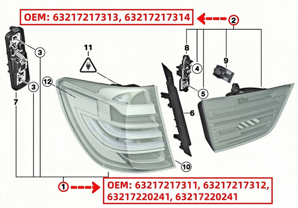 Tail Light LED Chips Boards Repair Replacement Car Light Accessories 63217217313 For BMW X3 F25 20dX 30dX