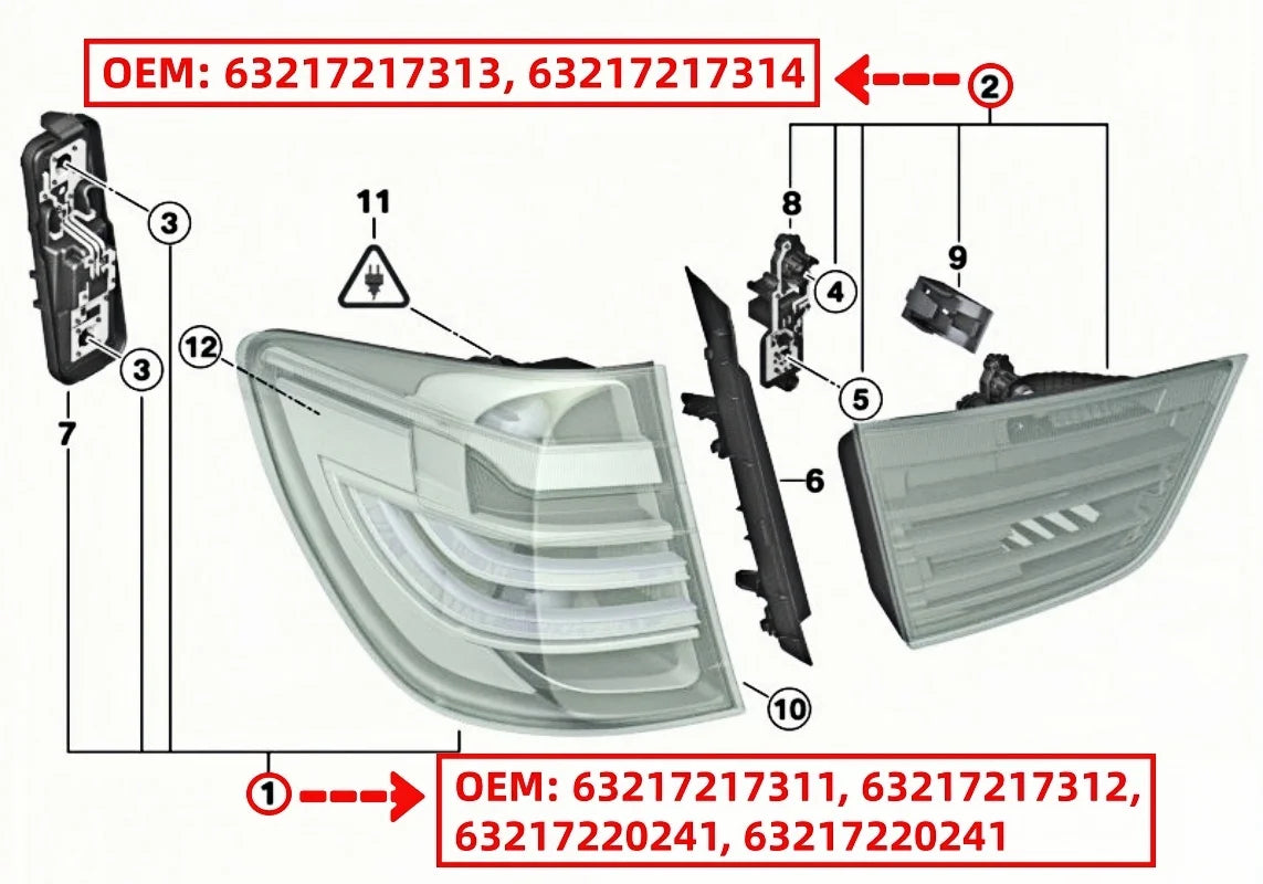 Tail Light LED Chips Boards Repair Replacement Car Light Accessories 63217217313 For BMW X3 F25 20dX 30dX
