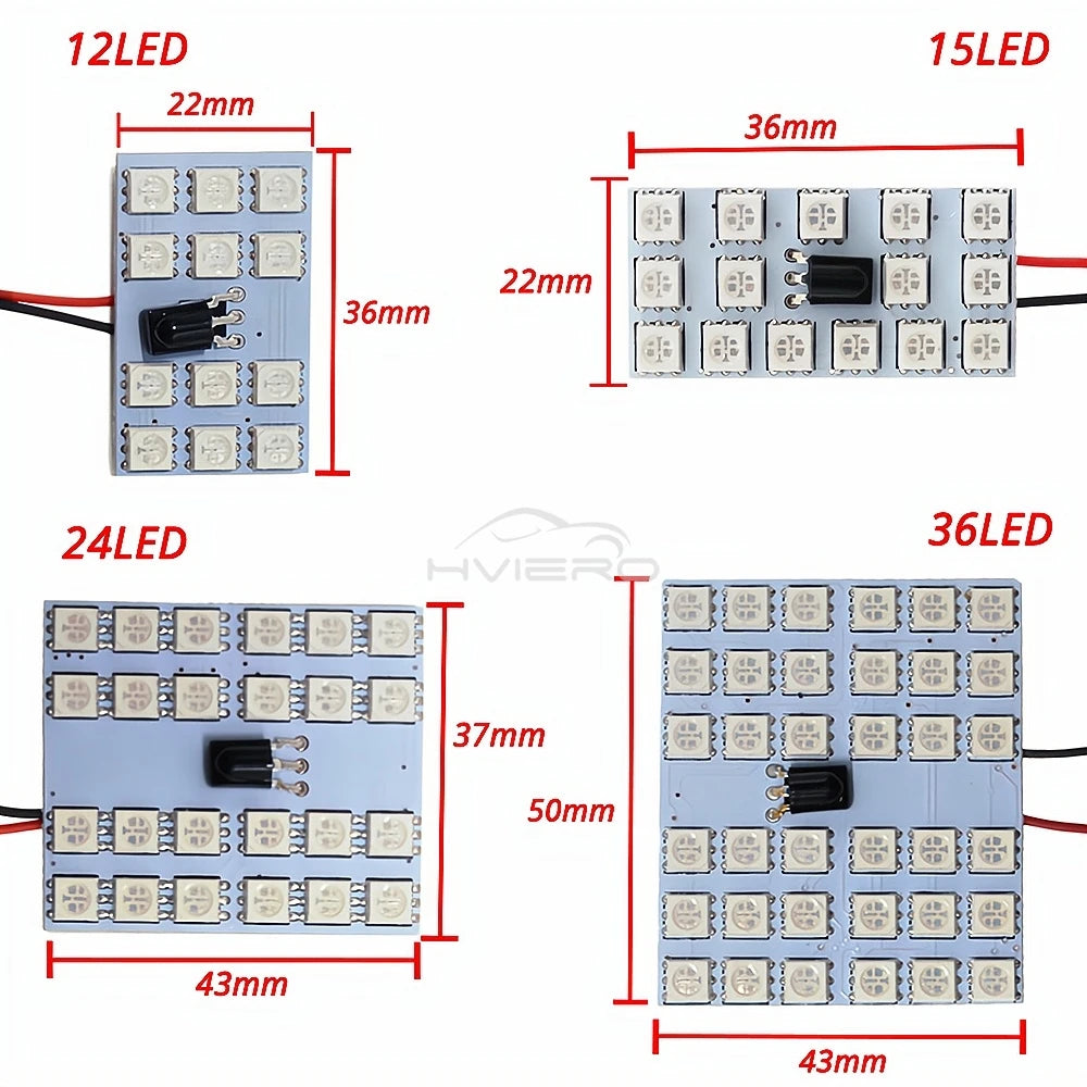 2pcs Car Led T10 5050 12/15/24/36SMD Interior Wedge RGB Pane