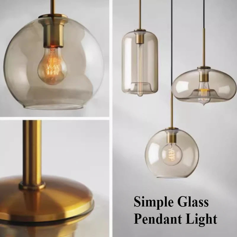 Nordic LED High quality glass pendant light Gold coloured he