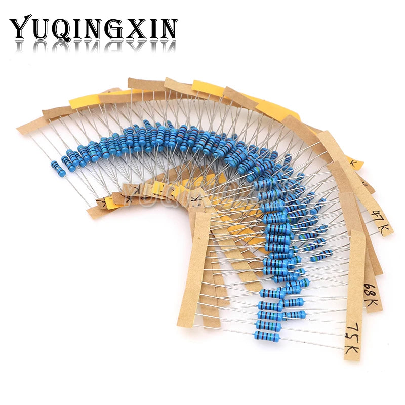 1100pcs 1/2W Metal Film Resistor Kit 1% 0.1 ohm - 2.2M 110 V