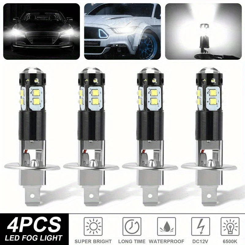 4Pcs H1 Super White LED Headlight Bulbs Kit High Low Beam Fo
