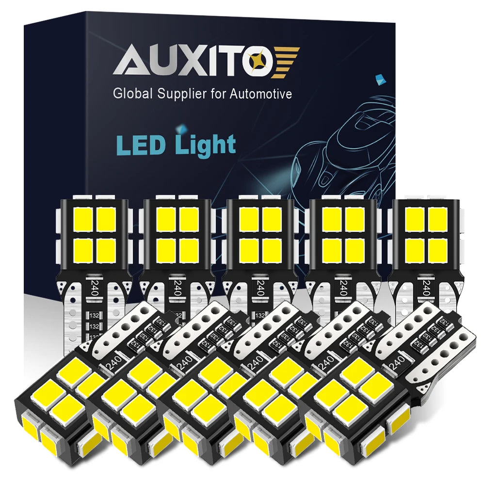 AUXITO 10Pcs W5W T10 194 LED Canbus Error Free Light Bulbs F
