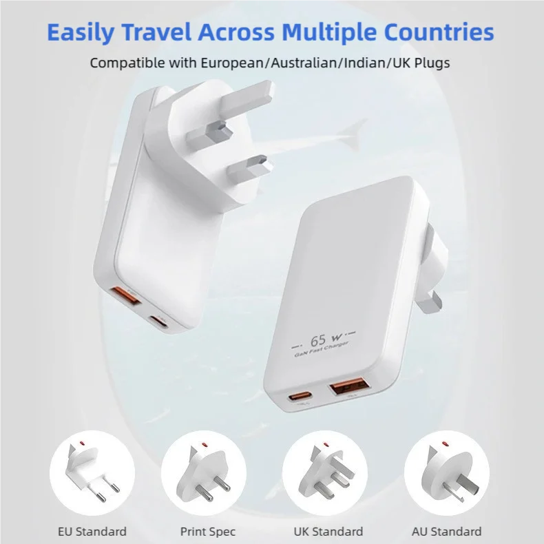 TINSOL PD 65W Ultra-thin Gallium Nitride Charger US/EU/KR/UK