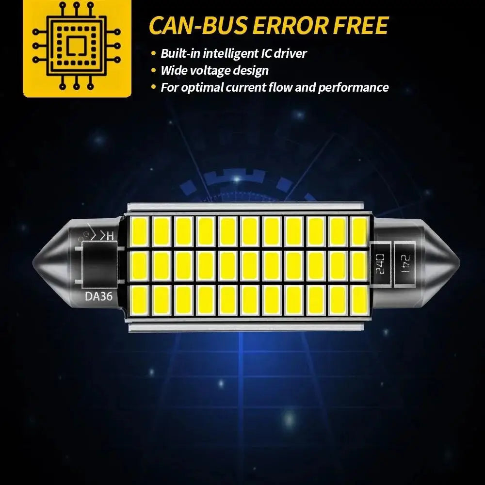 2PCS Car Interior LED Reading Light C5W C10W Festoon Canbus 