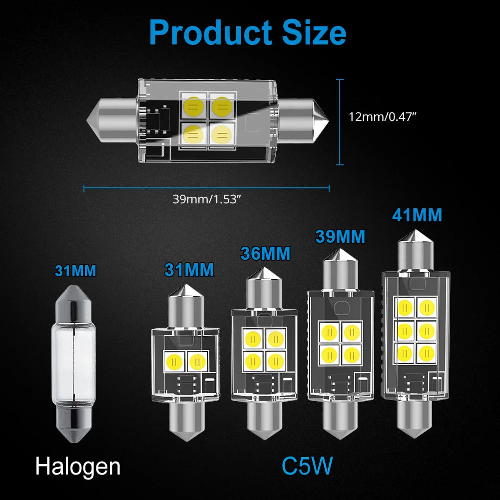 NAO C5W LED CANBUS Error Free Festoon 31mm 36mm 39mm 41mm 12