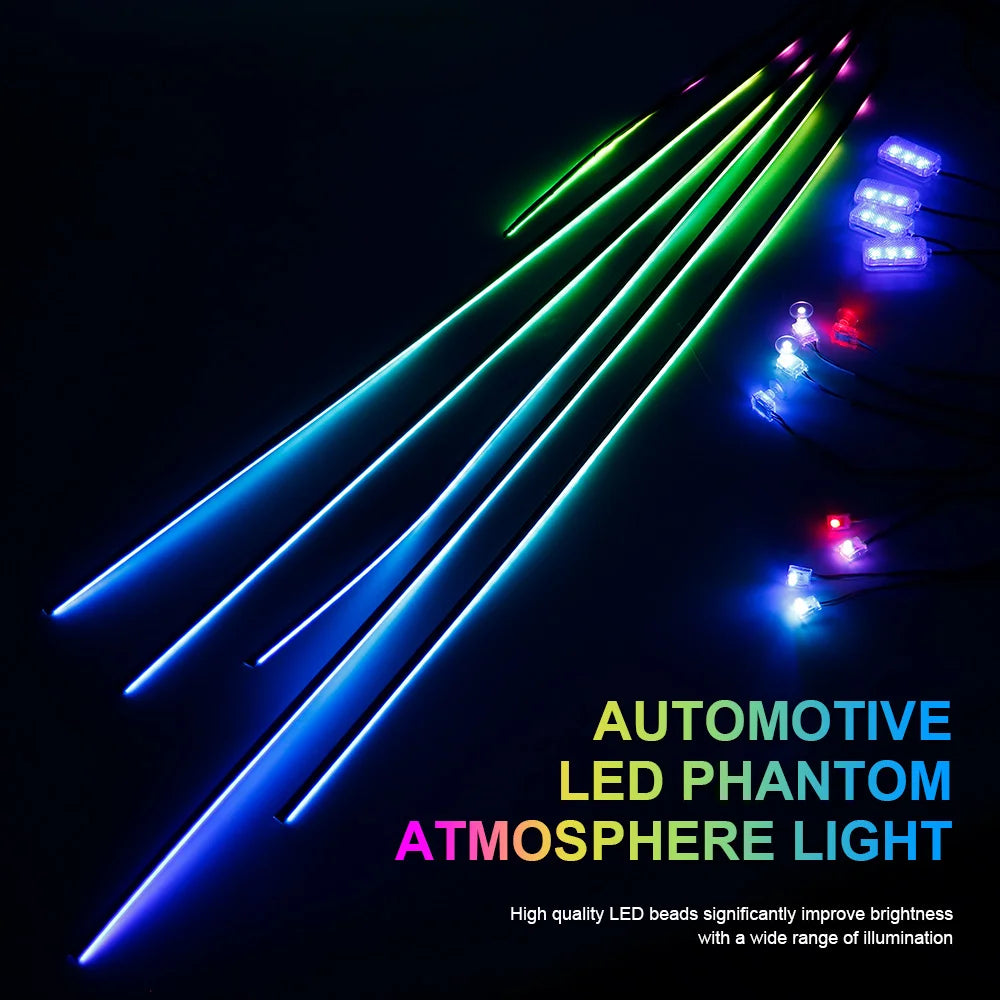 18/22 in 1 Acrylic Led Car Ambient Light RGB 213 64 Color Bl