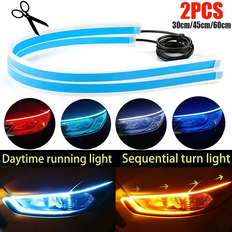 2Pcs 12V Led Guide Strip Headlight for Car Daytime Running L