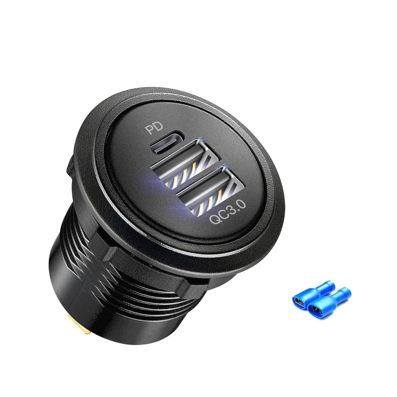 Quick Charge 3.0 usb port socket for car Dual USB Fast Car Charger Socket Accessory 12V/24V QC3.0 Power Socket with LED Light