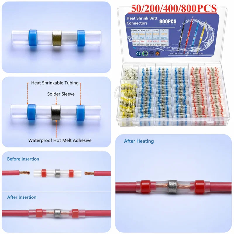 Waterproof Solder Seal Heat Shrink Butt Connectors Lug Termi