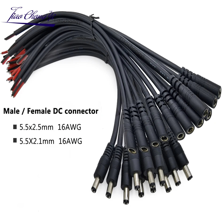 16AWG 2PIN 5.5x2.1mm / 5.5X2.5mm Power Plug DC Male Female C