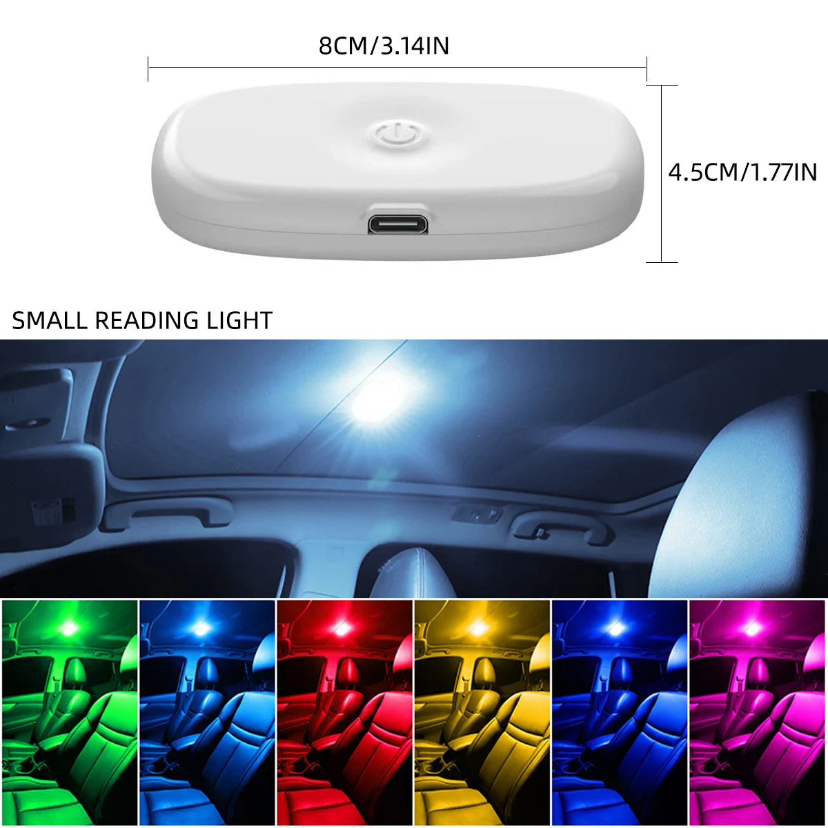 Car LED Touch Light Mini Wireless Car Interior Lighting Magnet Base Car Ceiling Light for Door Foot Trunk Storage USB Charging