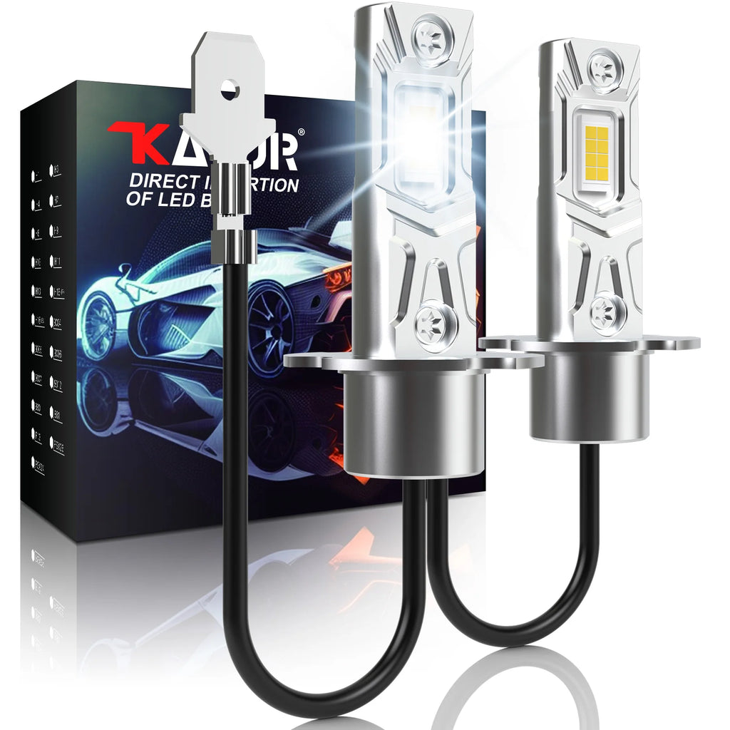 Katur 2Pcs Super LED H3 Fog Lamp Fanless H3 LED Canbus Mini 