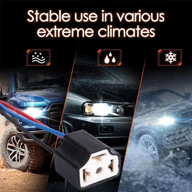 Ceramic LED H4 Headlight Socket Car Headlight Replacement Re