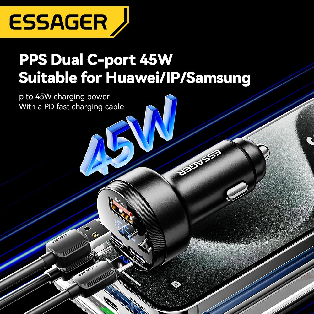 Essager 105W USB Car Charger Quick Charge 4.0 QC4.0 QC3.0 QC