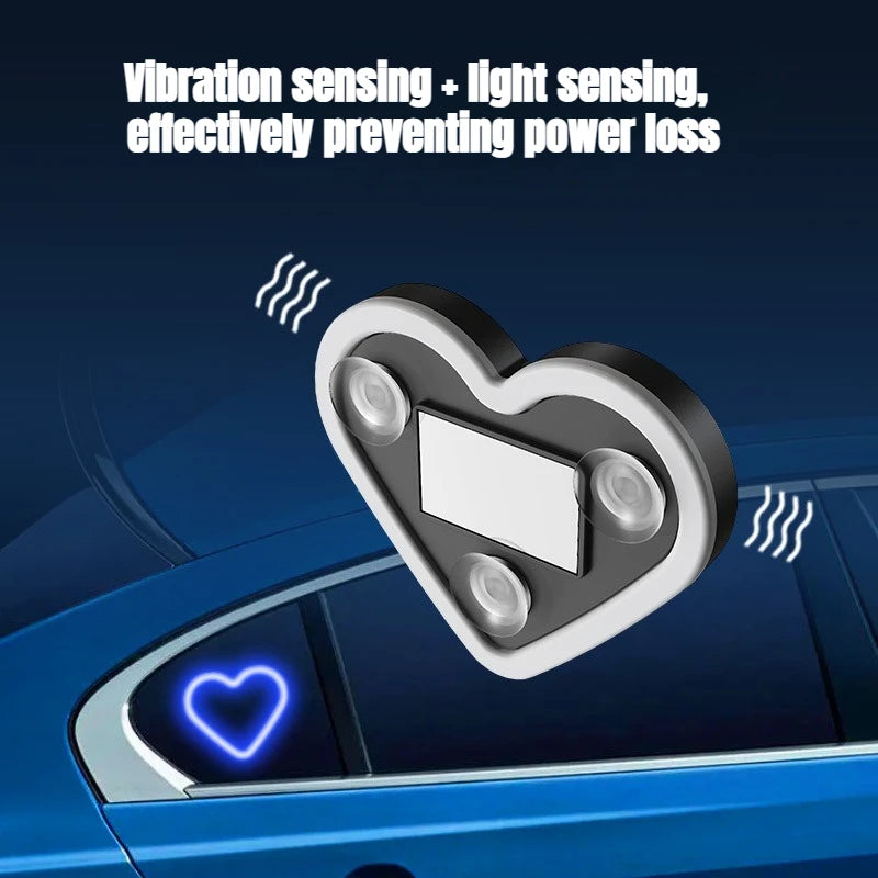 1Pc Universal Solar Car LED Window Decoration Heart Neon Lig