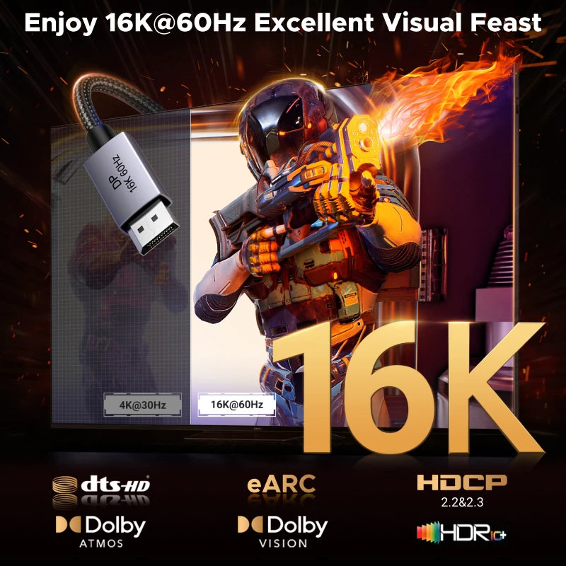 UGREEN DisplayPort Cable DP 2.1 16K 8K 4K 60Hz HDR Video Aud