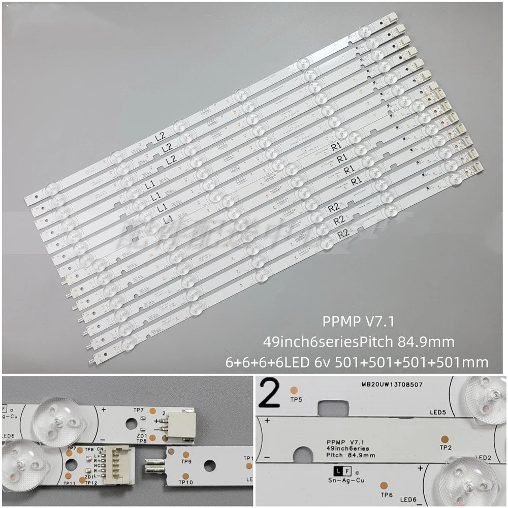 LED Backlight Strip for 14pcs LED strip for PPMP V8.1 16 SPR 49 inch 6 series Pitch 84.9 mm MB20UW13T08507