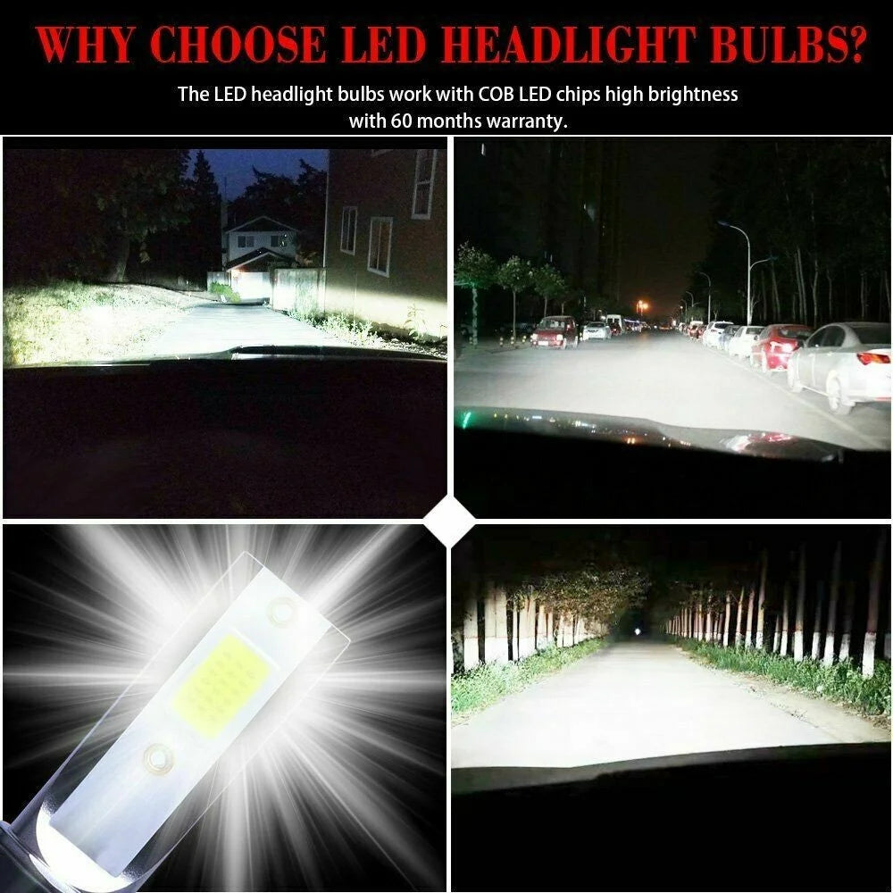 2Pcs H7 Car Light LED Headlight 200W 20000LM Hi/Low Beam Bul
