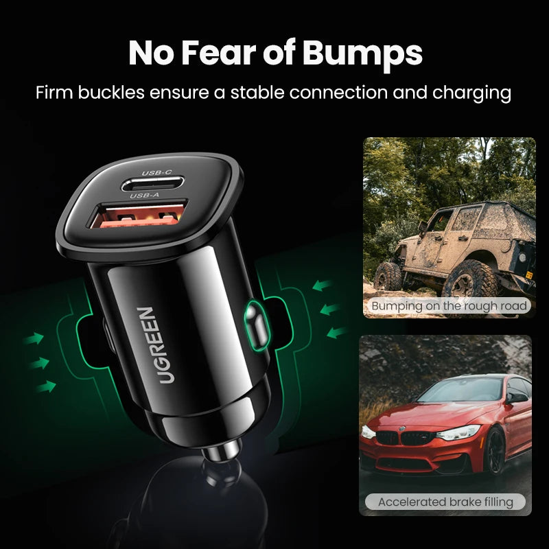 NEW-IN UGREEN USB Car Charger 30W Quick Charge 4.0 QC4.0 QC3