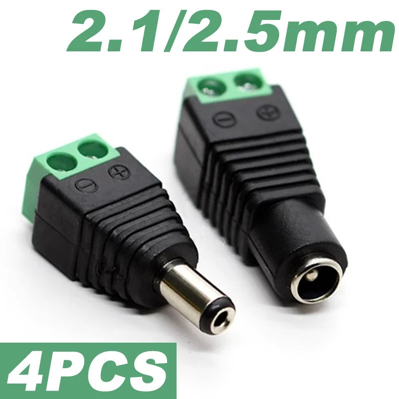 4pcs Male Female Jack Socket Barrel 2.1mm 5.5mm DC Plug Adap