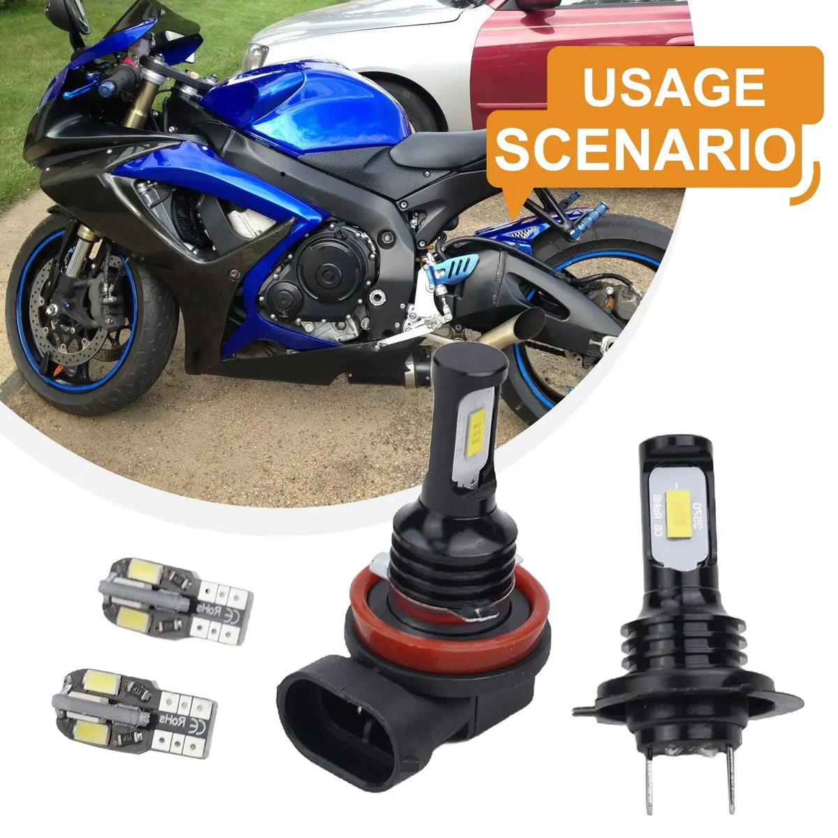 4PCS LED Headlight Parking Light Bulbs Sets White For Suzuki